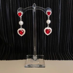 Vintage Jewelry - Vintage ruby pearl drop earrings Vintage Jewelry - Vintage ruby pearl drop earrings